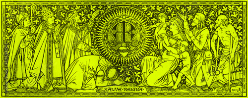 Canvas Print BRATISLAVA, SLOVAKIA, NOVEMBER - 21, 2016: The lithography of Virgin Mary initials in Missale Romanum by artist by unknown astist (1881) and printed by Typis Friderici Pustet