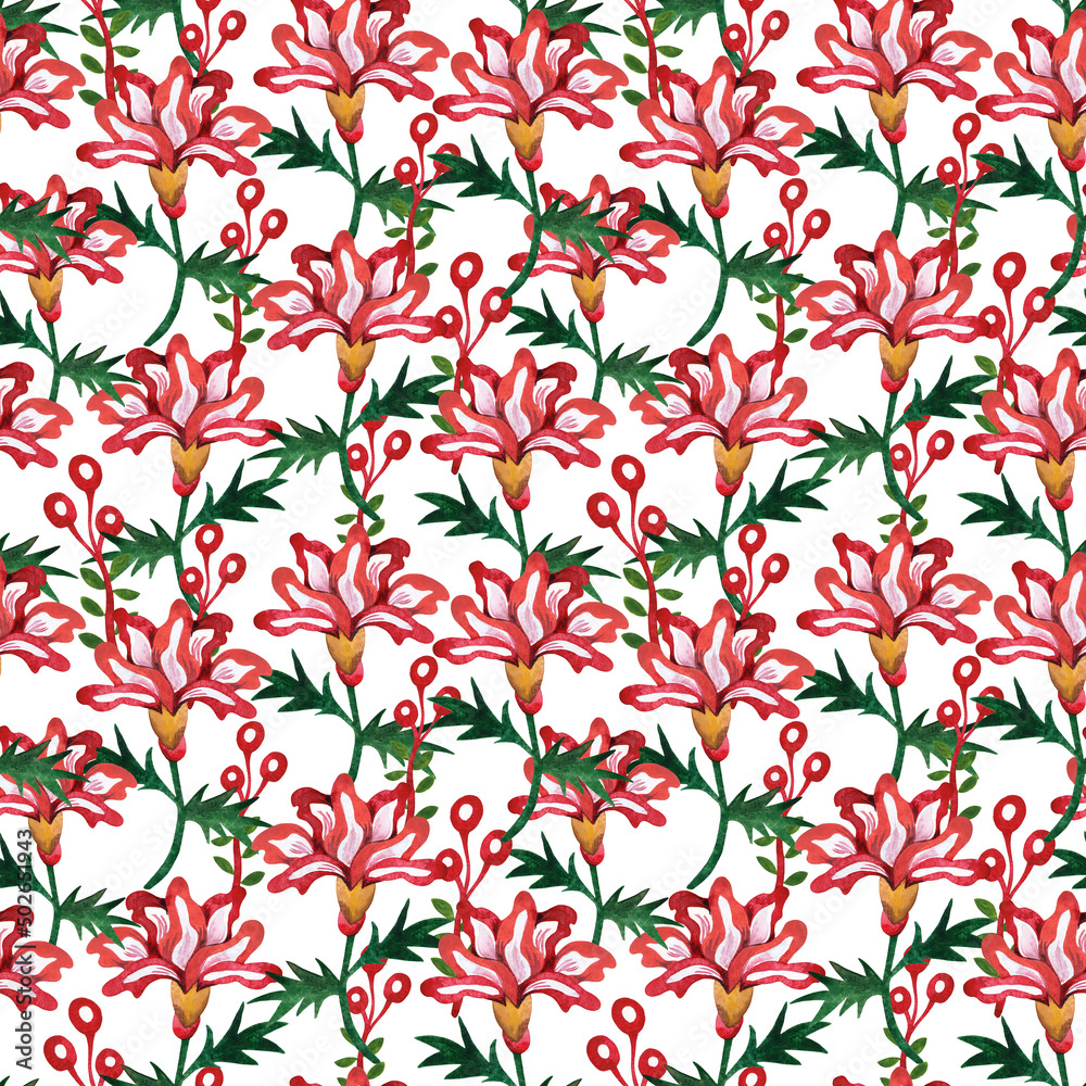 Seamless pattern of flowers, which are made in the style of avant-garde decorative arts of Ukraine in the early 20th century. Seamless pattern of flowers, which are made in the style of avant-garde decorative arts of Ukraine in the early 20th century.