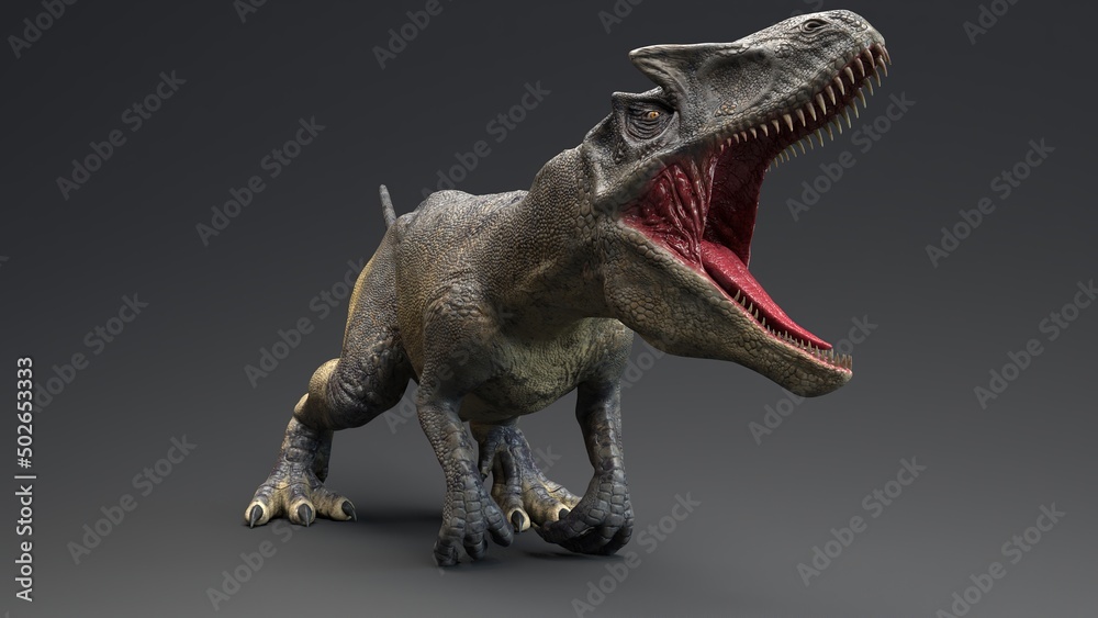 Fototapeta premium Allosaurus dinosaur of background. 3d rendering