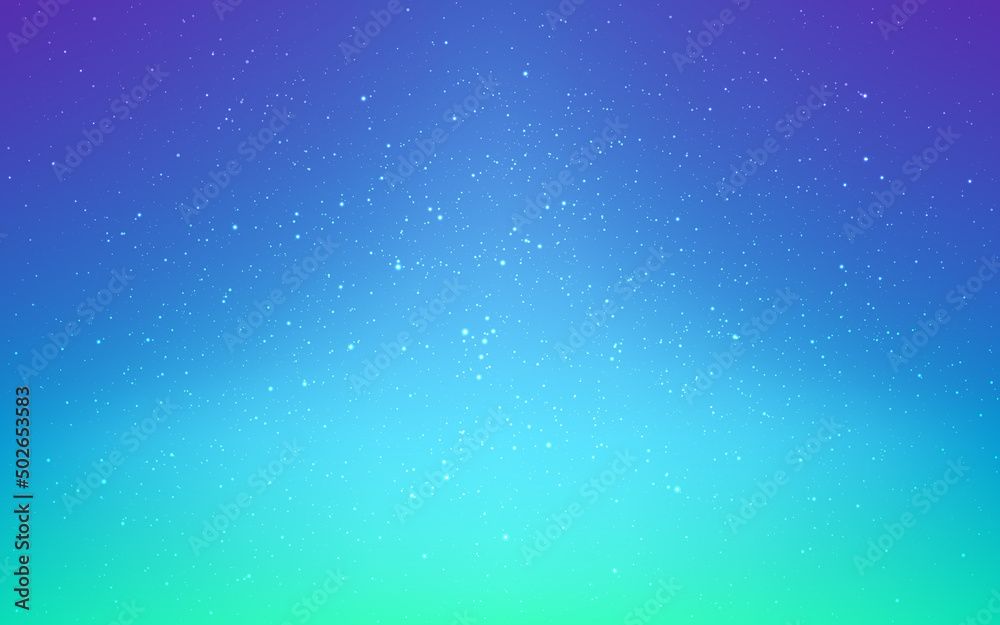 Cosmos background. Starry blue sky with beautiful gradient. Milky way backdrop. Bright shining stars. Magic space texture. Vector illustration