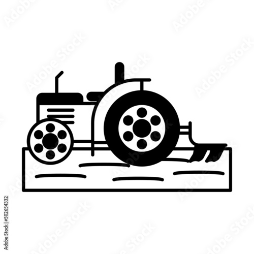 rotary tiller side view vector icon design, Farming and Agriculture symbol, village life Sign, Rural and Livestock stock illustration, Autonomous Self-Driving Tractors Concept