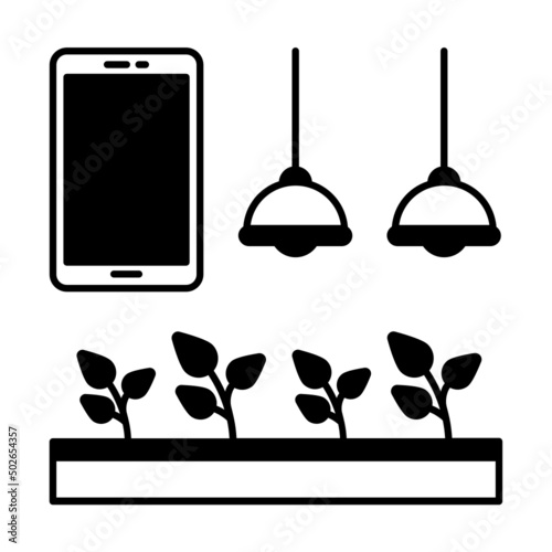 light affect crop production vector icon design, Farming and Agriculture symbol, village life Sign, Rural and Livestock stock illustration, Smart Farming Concept