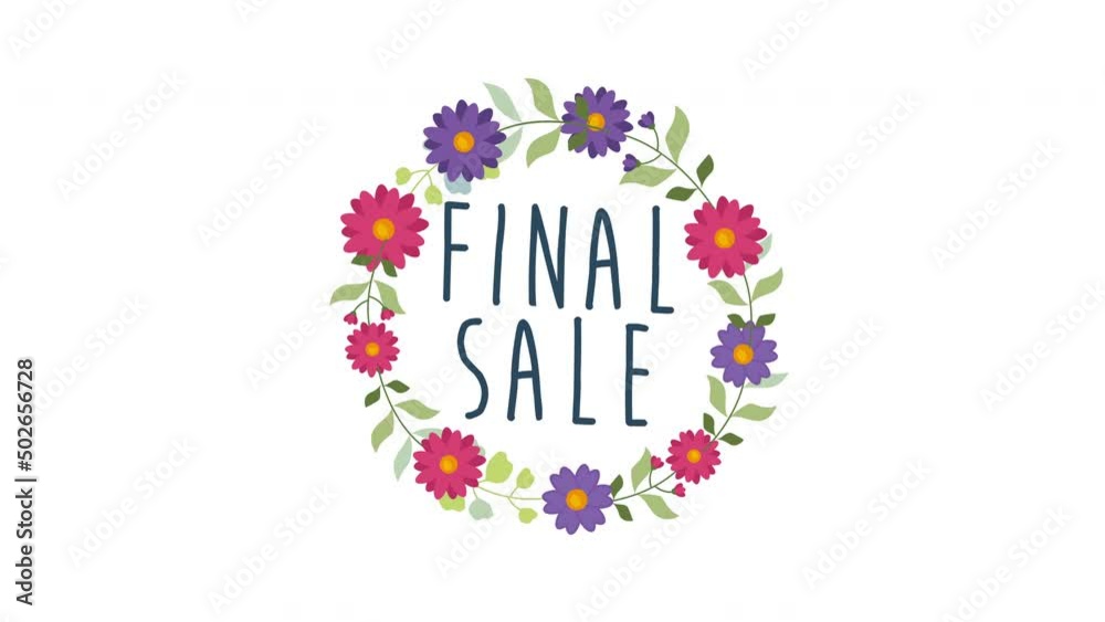 final sale text animate on Round floral frame. 4K motion animation. final sale text animate on Round floral frame. 4K motion animation.