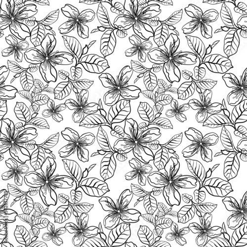 Wallpaper Mural Seamless botanical vector 
pattern with flowers and leaves of pineapple guava in doodle technique  Torontodigital.ca