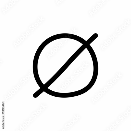 Empty set hand drawn icon. mathematical symbol isolated on white background photo