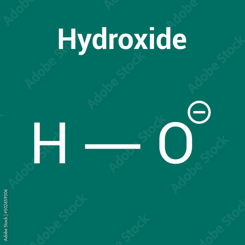 chemical structure of hydroxide anion (HO)