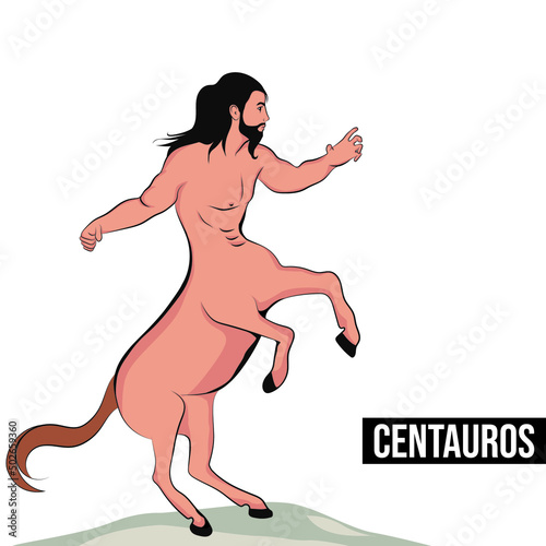 Greek mythology, the centaur is a creature with the head, arms, and torso of a human and the body and legs of a horse.