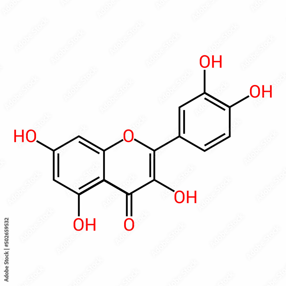 chemical structure of Quercetin (C15H10O7) chemical structure of Quercetin (C15H10O7)