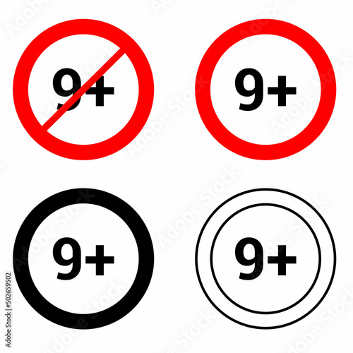 Free Download 9 Nine plus round sign vector illustration isolated on white background - GFXLoad