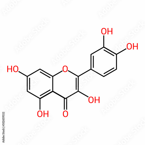chemical structure of Quercetin (C15H10O7)