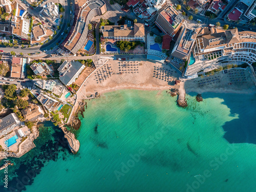 Aerial view of the capital of Mallorca - Palma de Mallorca in Spain. A touristic city by the sea.
