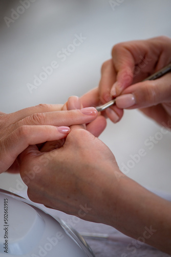 Professional hardware manicure. Manicure in salon
