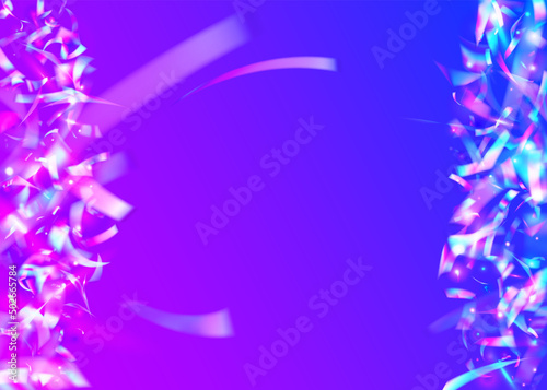 Cristal Texture. Kaleidoscope Tinsel. Laser Prism. Glitter Foil. Disco Carnaval Wallpaper. Fiesta Art. Purple Retro Background. Iridescent Sparkles. Violet Cristal Texture