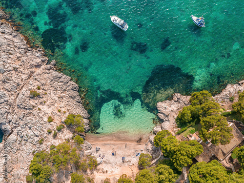 Fototapeta Naklejka Na Ścianę i Meble -  Beautiful bay with sailing boats yacht, Mallorca island, Spain. Yachting, travel and active lifestyle concept