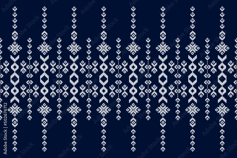 Fabric ikat pattern art. Geometric ethnic oriental seamless pattern traditional. Design for background, wallpaper, vector illustration, fabric, clothing, carpet, textile, batik, embroidery.