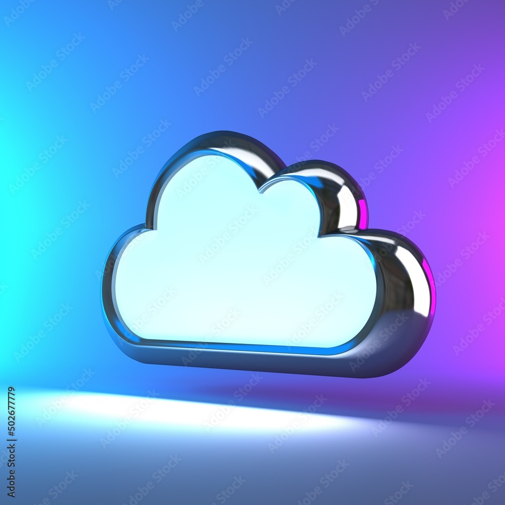 Metal cloud isolated on blue-pink background. 3D render Hi Resolution Metal cloud isolated on blue-pink background. 3D render Hi Resolution