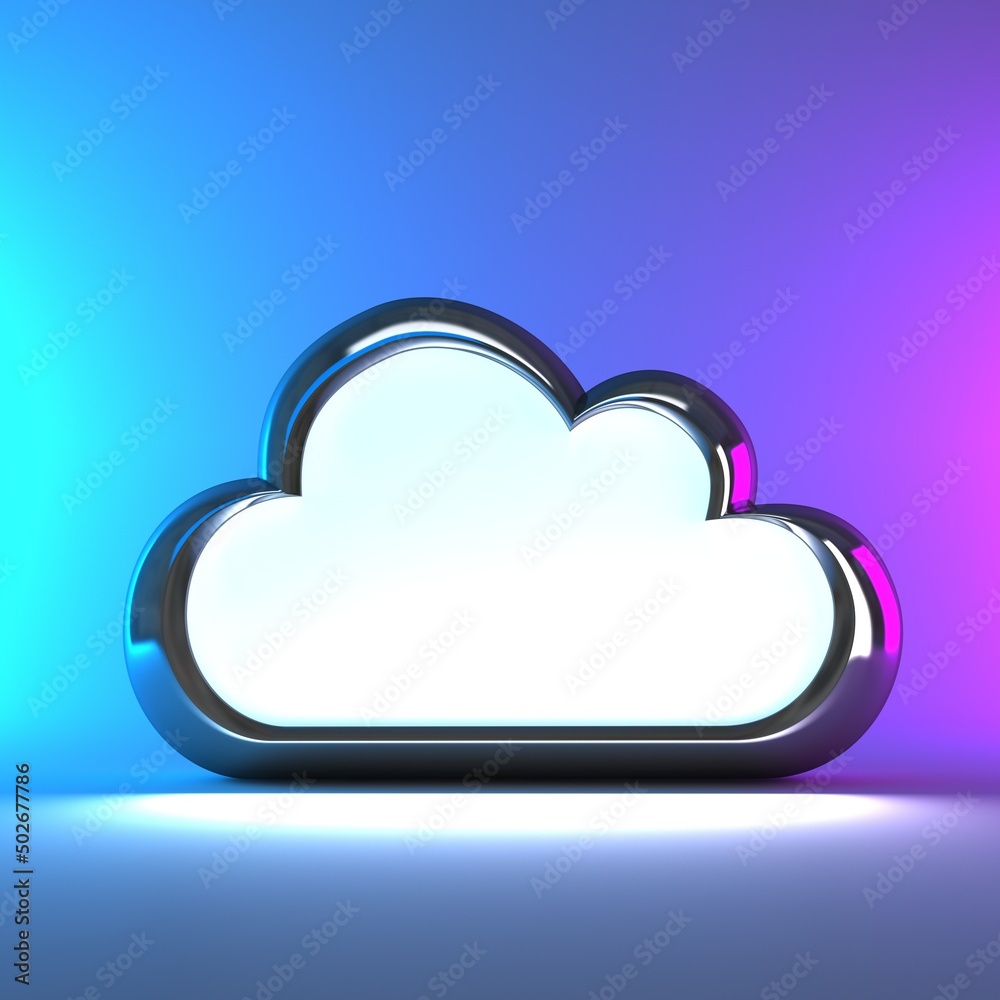 Metal cloud isolated on blue-pink background. 3D render Hi Resolution Metal cloud isolated on blue-pink background. 3D render Hi Resolution
