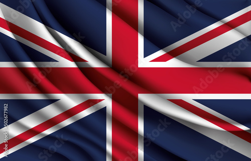 the united kingdom national flag waving realistic vector illustration