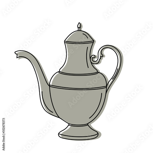Vector illustration of a hand drawn vintage coffee pot isolated on a white background.