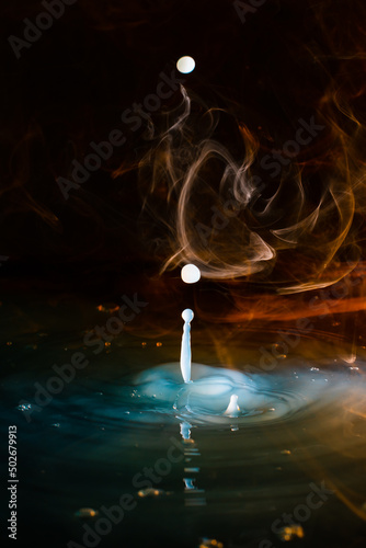 drop splash in the smoke photo