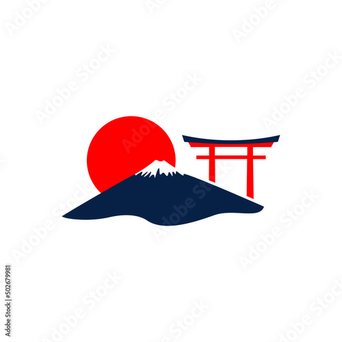 japan icon, mount fuji vector stock illustration