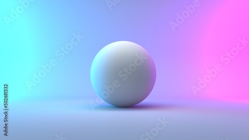Abstract geometric figures. Three-dimensional sphere rectangular objects isolated on blue-pink background with empty space. 3D render High resolution