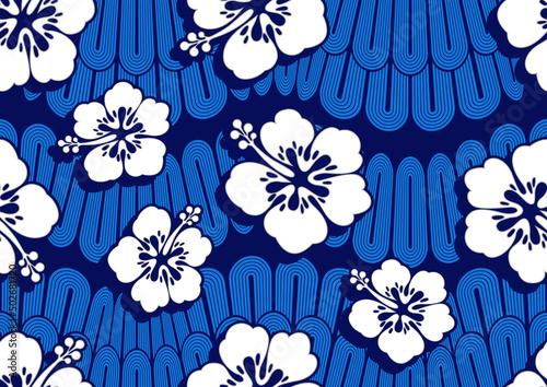 hibiscus hawaii seamless pattern, fashion background.