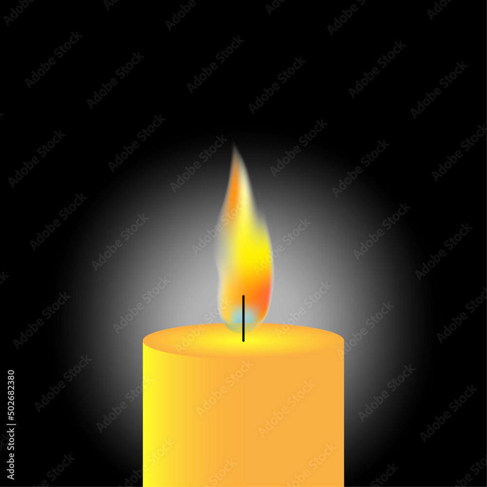 Abstract realistic candle black background. Space background. Fire flame. Vector illustration. stock image. Abstract realistic candle black background. Space background. Fire flame. Vector illustration. stock image.