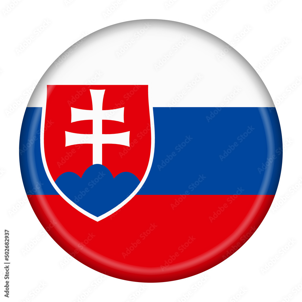 Obraz premium Slovakia flag button 3d illustration with clipping path