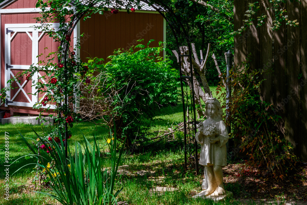 Wide Angle Image Of Backyard Scene With Shed. Low Key Lighting-5772 Wide Angle Image Of Backyard Scene With Shed. Low Key Lighting-5772