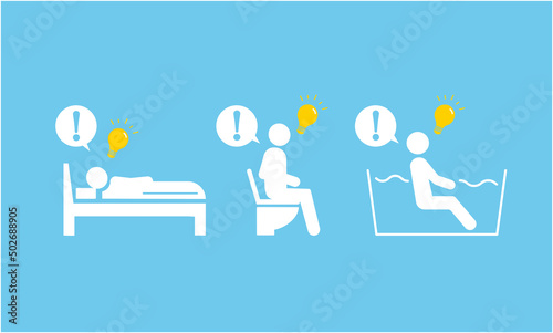 アイデアがひらめく場所のイラスト、ベクター