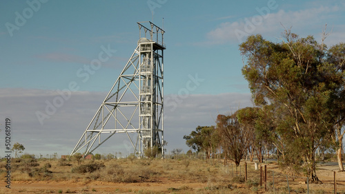a replica mine headframe at broken hill in outback nsw photo