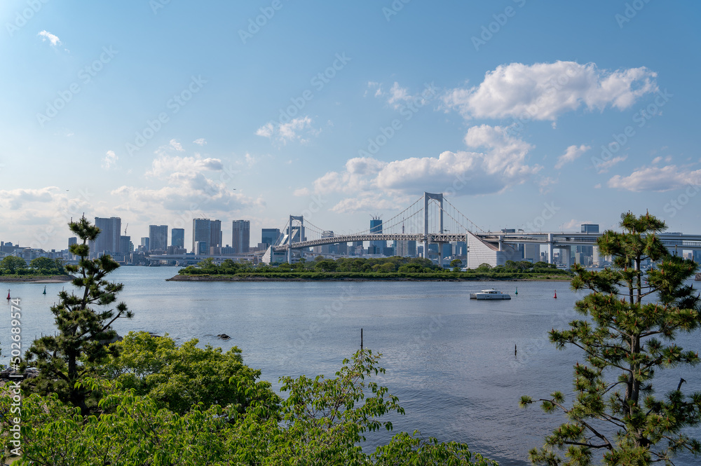 Naklejka premium 東京都港区台場から見た東京湾を望む都市景観