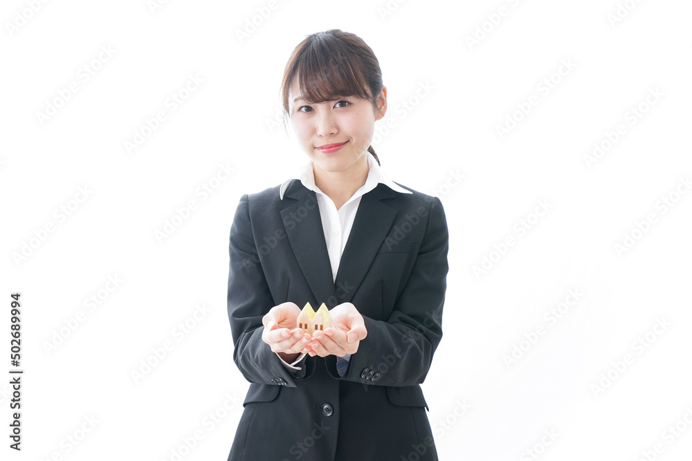 Businesswoman doing real estate business Businesswoman doing real estate business