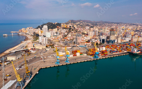 Wallpaper Mural Cityscape of Durres with view of port, Adriatic sea shore, Albania. Torontodigital.ca