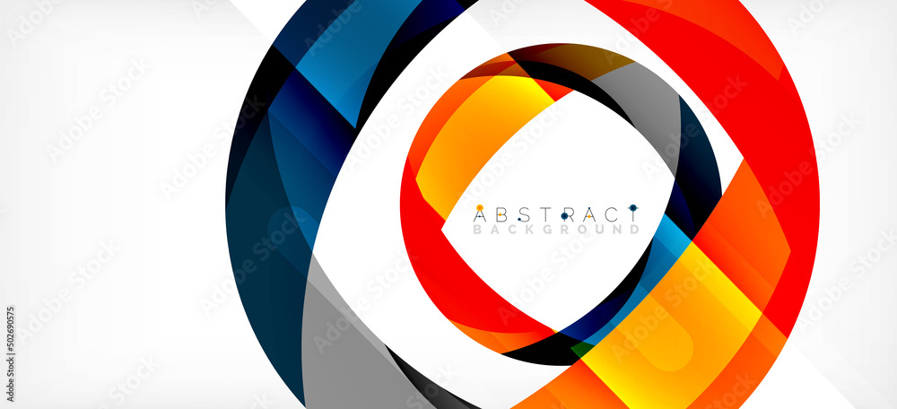 Geometric abstract background. Circle created with overlapping color shapes. Vector Illustration For Wallpaper, Banner, Background, Landing Page Geometric abstract background. Circle created with overlapping color shapes. Vector Illustration For Wallpaper, Banner, Background, Landing Page