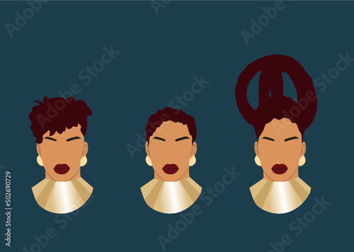 African women  haitstyle collection. Diversity, Vector. Isolated on white background. Illustration photo