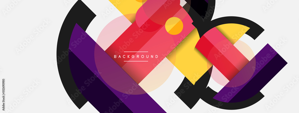 Geometric shapes composition abstract background. Circles lines and rectangles. Vector illustration for wallpaper banner background or landing page Geometric shapes composition abstract background. Circles lines and rectangles. Vector illustration for wallpaper banner background or landing page