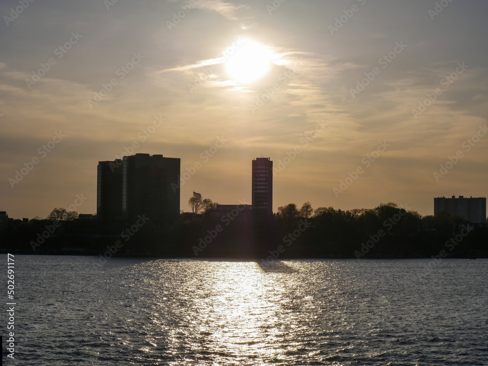 sunset over the city