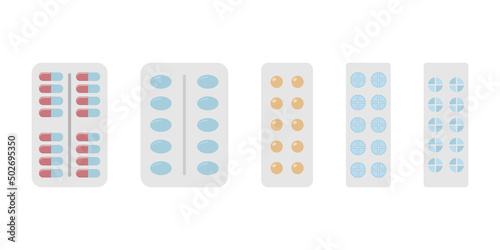 Set of packs of multi-colored tablets