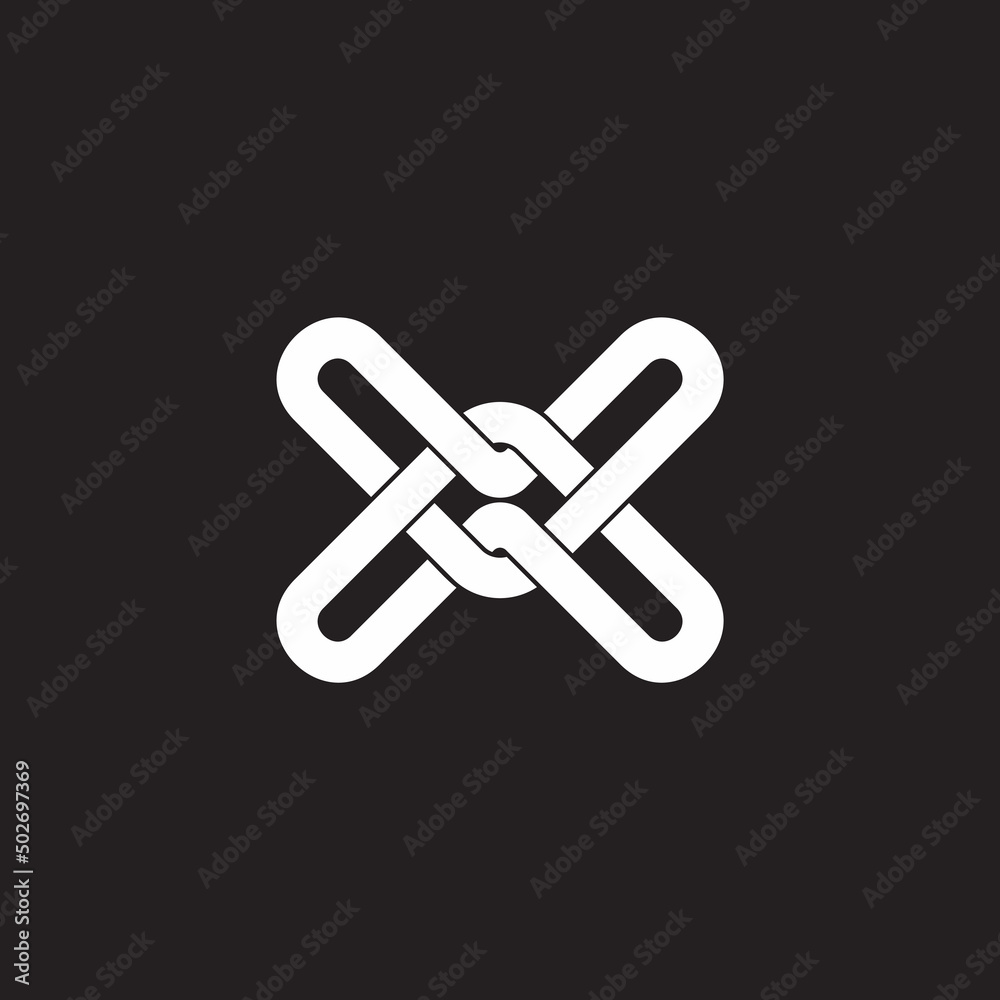 letter x linked overlap wires logo vector