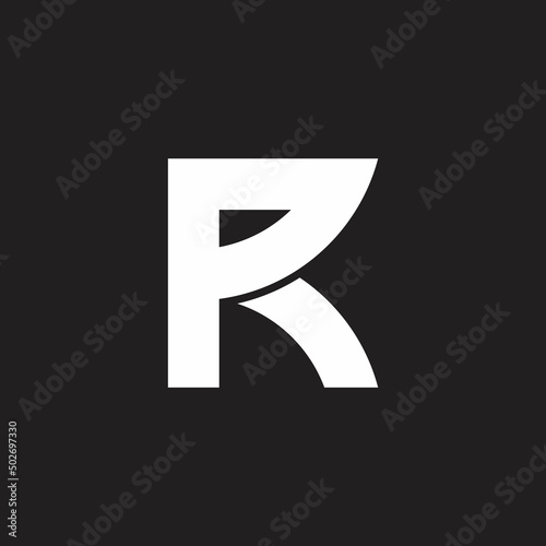 letter pr simple flat line geometric logo vector