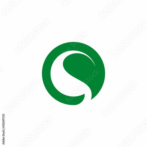 letter s negative space circle leaf logo vector