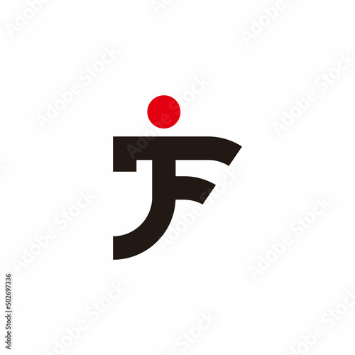 letter jf red sun japan shape symbol logo vector