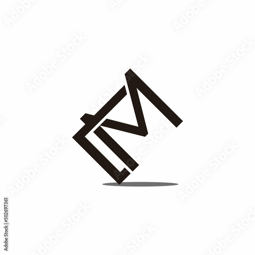 letter lm linked line geometric logo vector