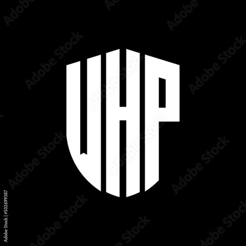 WHP letter logo design. WHP modern letter logo with black background. WHP creative  letter logo. simple and modern letter logo. vector logo modern alphabet font overlap style. Initial letters WHP   photo