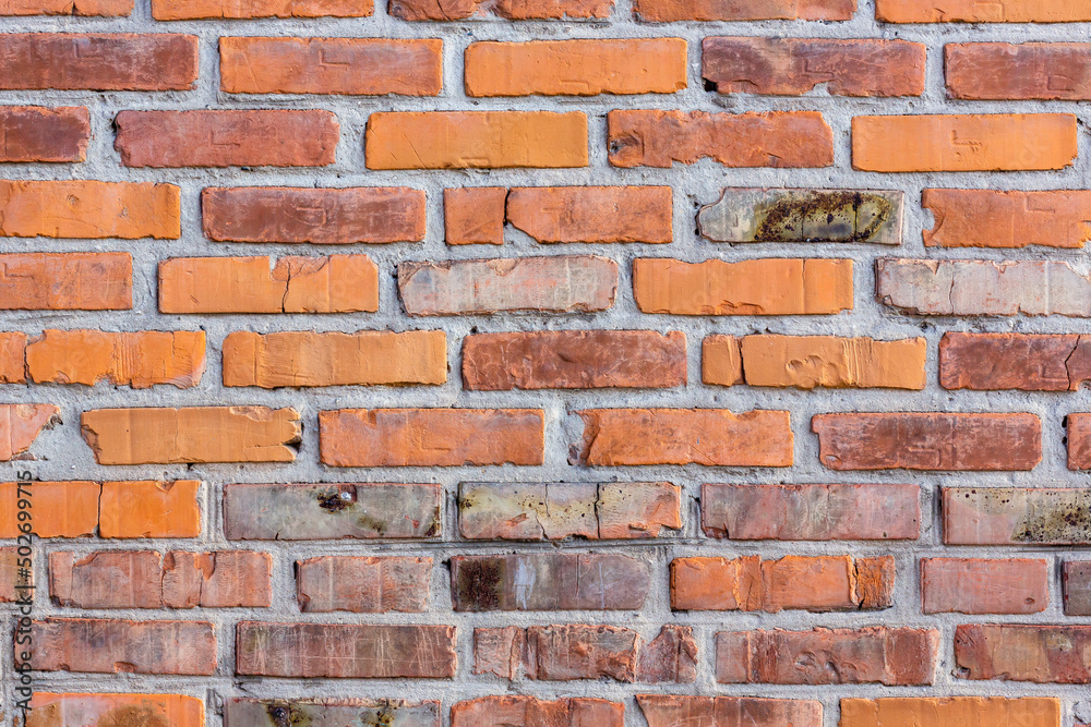 Fototapeta premium Old brick wall with red brick, brick background