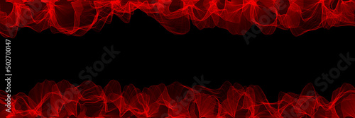 Abstract image of random line color of red in dark or black background. with empty copy space in the middle center. for billboard backdrop or background.