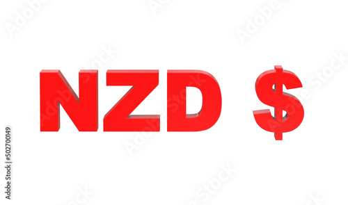 New Zealand Dollar currency symbol of New Zealand in Red - 3d rendering, 3d illustration