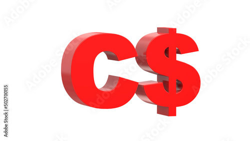 Nicaragua Cordoba currency symbol of Nicaragua in Red - 3d rendering, 3d illustration photo